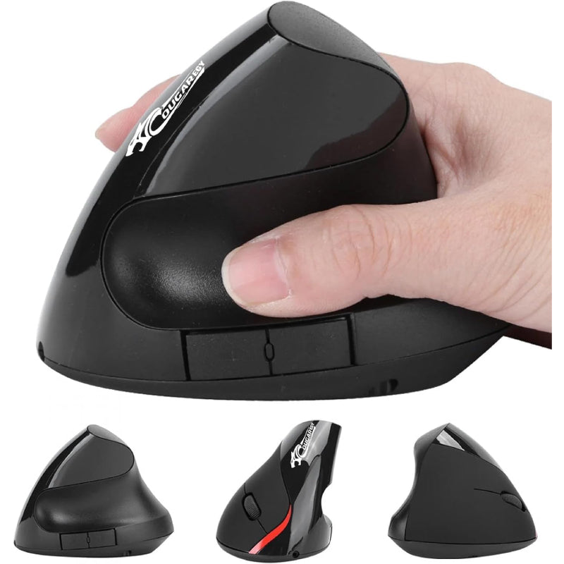 COUGAREGY E1900 Vertical Wireless, Bluetooth Rechargeable Mouse - Black 