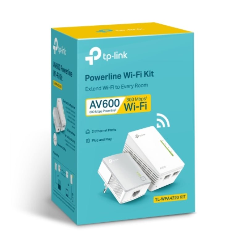 TP-Link AV600 Powerline Wi-Fi Kit, TL-WPA4220KIT - White