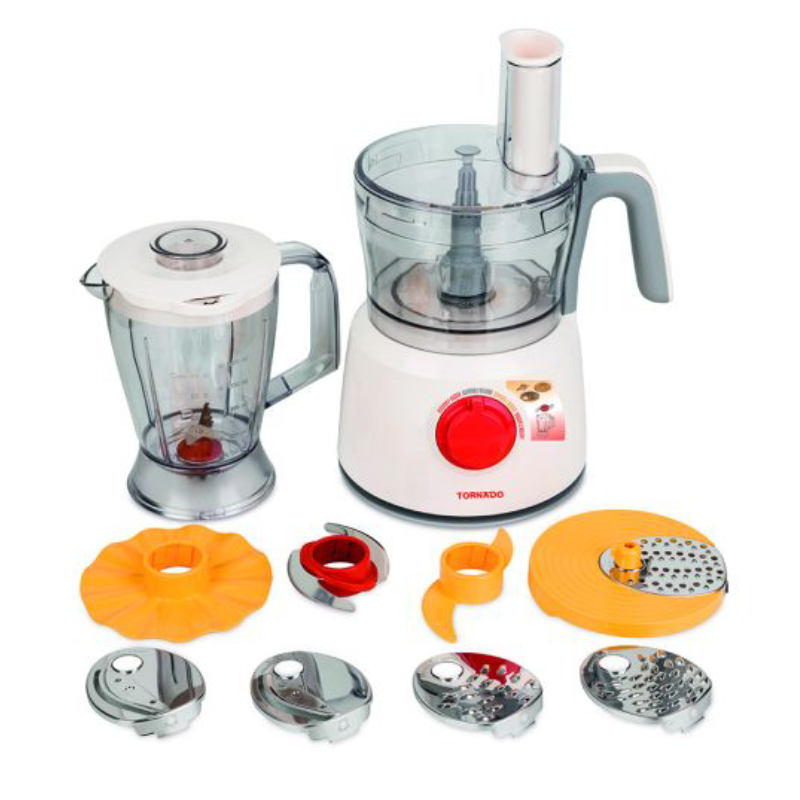 TORNADO Food Processor 1000 Watt 1.2 Liter Bowl 1 Liter Blender - White 