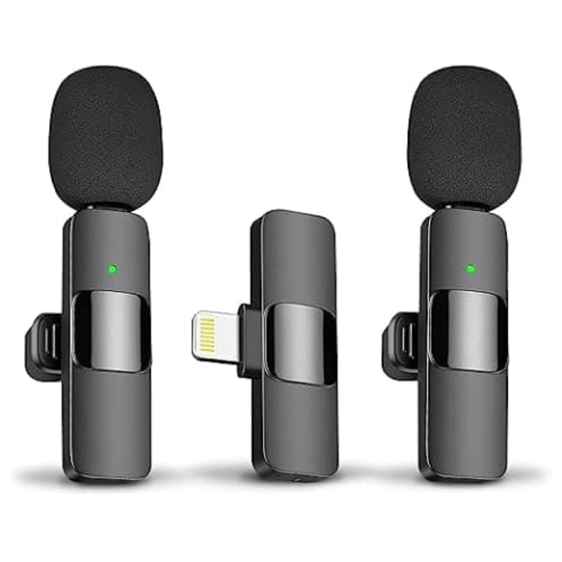 Green 2 in 1 WAP CLIP-ON Lightning Microphone - Black