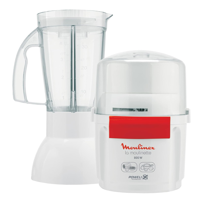 Moulinex La Moulinette Blender With Chopper 800 Watt, AR6801EG - White 