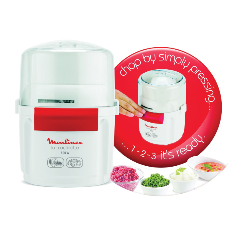 Moulinex La Moulinette Mini Chopper, 800 Watt, AD5601EG - White 