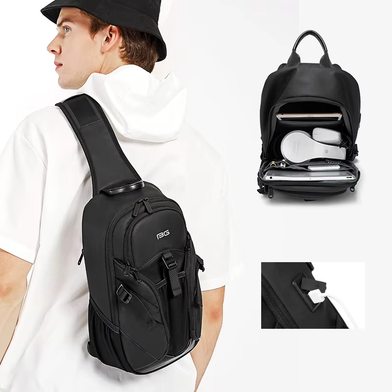 Bange BG 77120 High Quality Multifunctional Crossbody Men Shoulder Waterproof Sling - Black