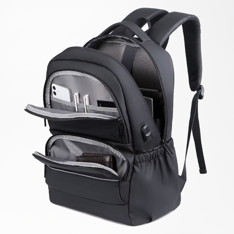 Meinaili 2203 Backpack for 15.6″ laptop and Tablet, USB Waterproof Backpack- Black