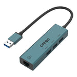 Onten USB3.0 to 3-Port Hub with Gigabit Ethernet Adapter, OTN-5220 - Green 