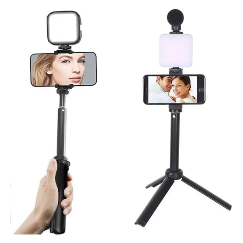 Plokama Video-Making Kit PK-772 Microphone, Tripod, LED Lighting, Remote - Black