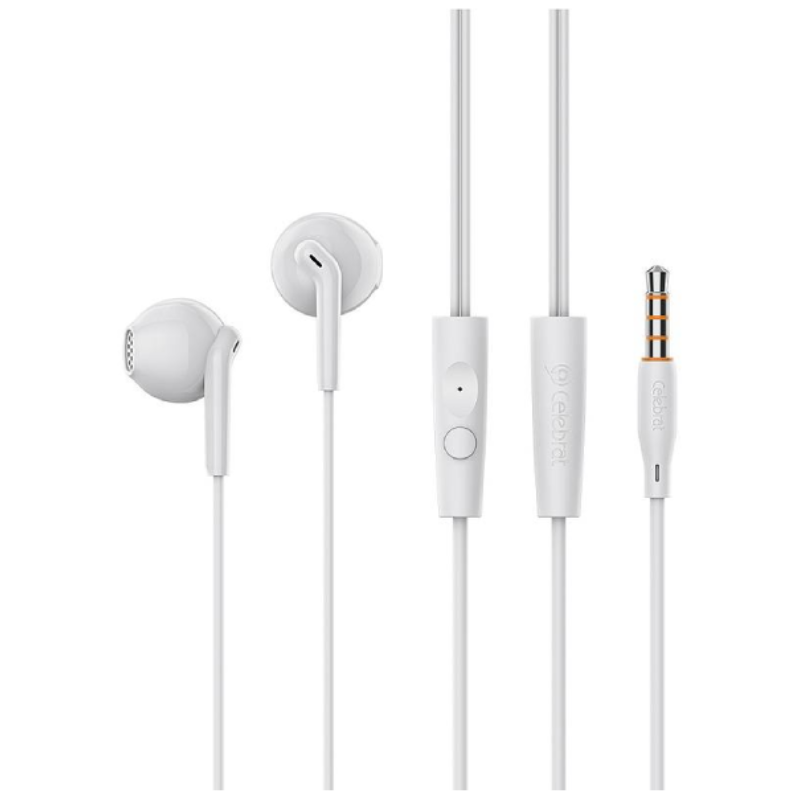 Celebrat G34 Earphone With Microphone HiFi Stereo - White