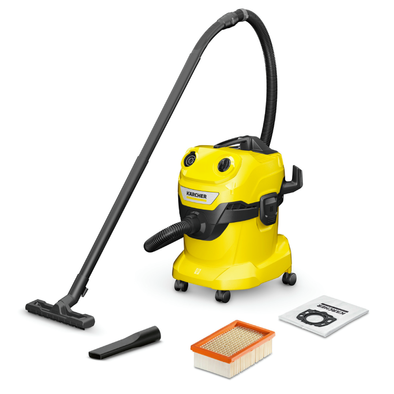 Karcher WD 4 Vacuum Cleaner, 1100 Watt, Wet & Dry, 20 Litre Capacity - Yellow