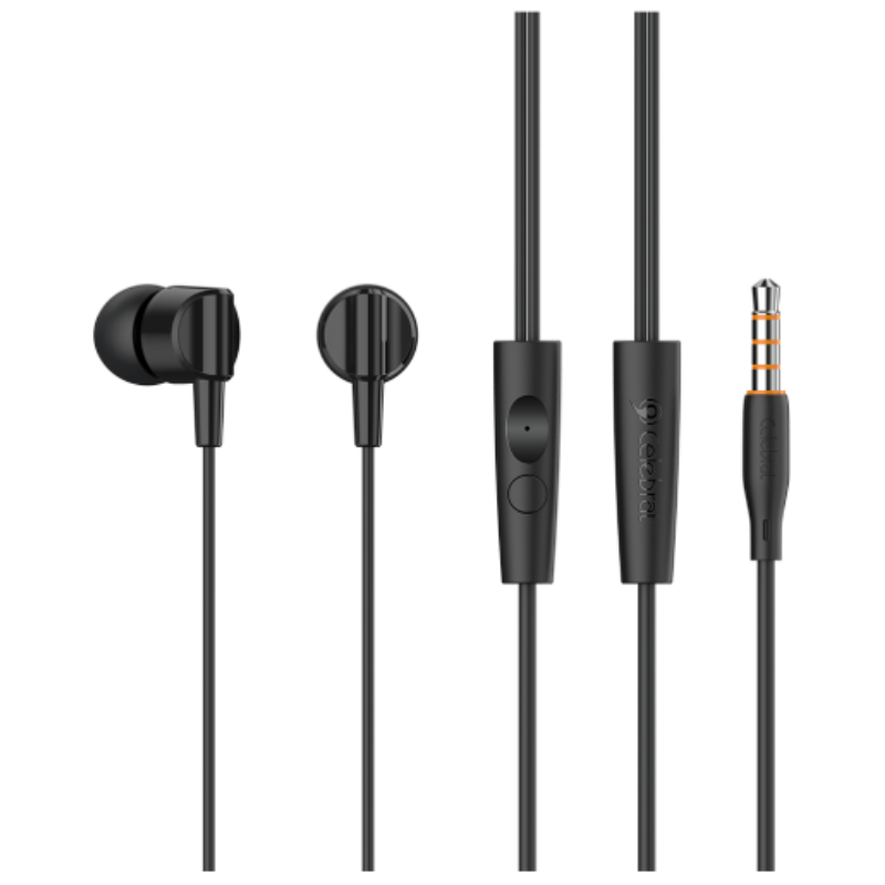 Celebrat G35 Earphone With Microphone HiFi Stereo Sound - Black