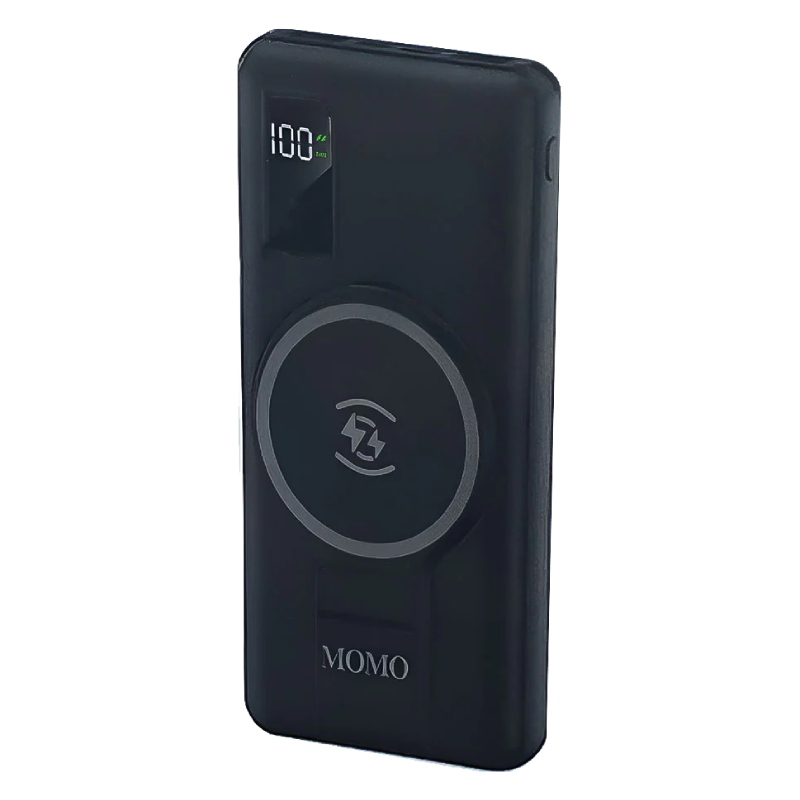 Momo Magnetic Wireless Power Bank , 10000 mAh 22.5W Fast Charging , MO-044403 - Black