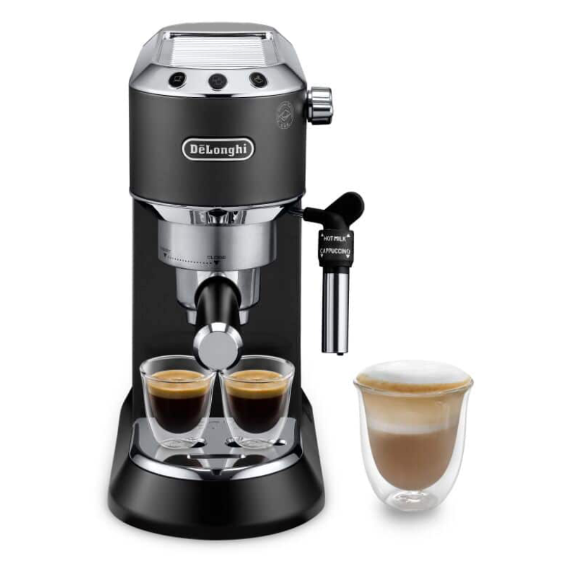 Delonghi Dedica Style Pump Espresso Coffee Machine, 15 Bar, EC 685.BK - Black