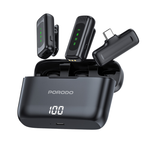 Porodo Lavalier Double Microphone with Charging Case - Black