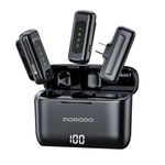 Porodo Lavalier Double Microphone with Charging Case - Black