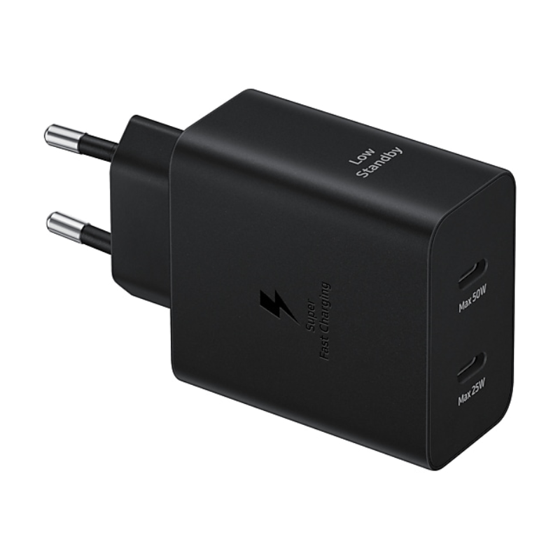 Samsung 50W Power Adapter Duo With Cable Type-C To Type-C, 1.8M - Black 