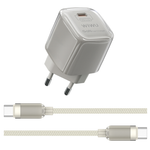 WiWU Jello Wi-U017 30W Power GaN Fast Charger With Type-C To Type-C Cable - White