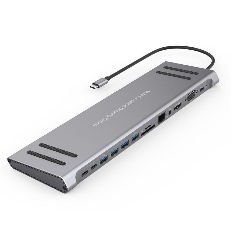 Onten OTN-9199A 13 in 1 Type-C Multi-Function Docking Station - Silver