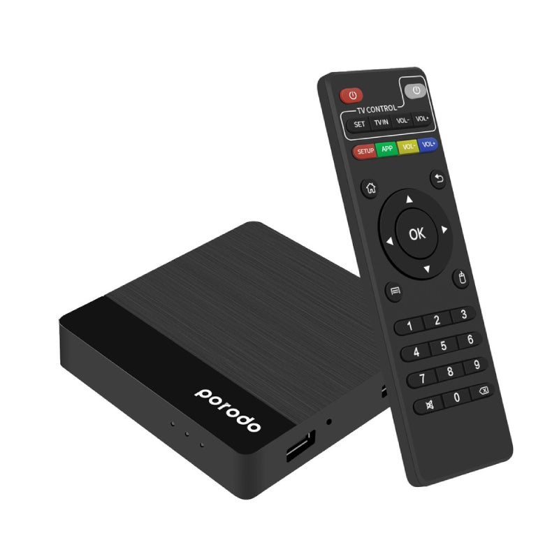 Porodo Android TV Box Video Streaming - Black 