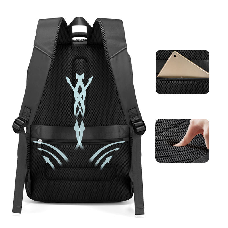Bange 1807 polyester unisex travel backpacks laptop waterproof - Black