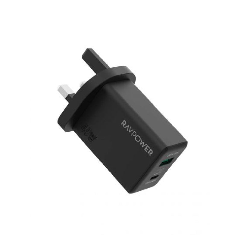 RAVPower , PC1099 PD, (45W) 2-Port Wall Charger - Black
