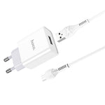 Hoco C81A Asombroso Single Port Charger, Set With USB-A To Micro Cable - White
