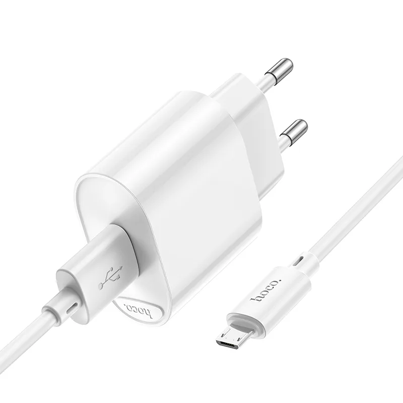 Hoco C109A charger single port with USB cable Type-C QC3.0, 18W - White 