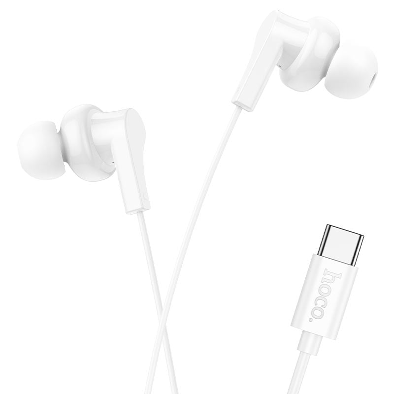 Hoco M114 Jia Wired Earphones Type-C With Mic - White