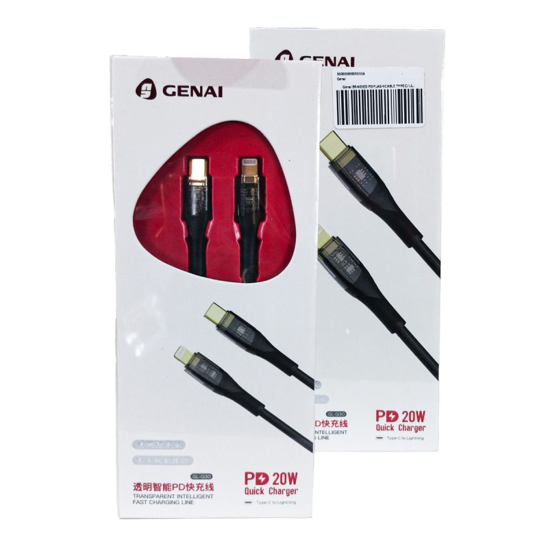 Genai Cable Type-C To Lightning, 20W , GL-Q30-PD - Black