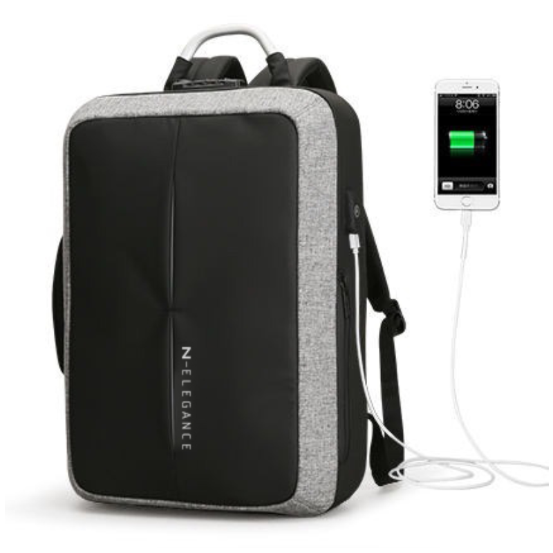 ATA NMR Elegance 17 inch Laptop Backpack Large Capacity USB Charging Waterproof - Grey