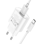 Hoco C109A charger single port with USB cable Type-C QC3.0, 18W - White 