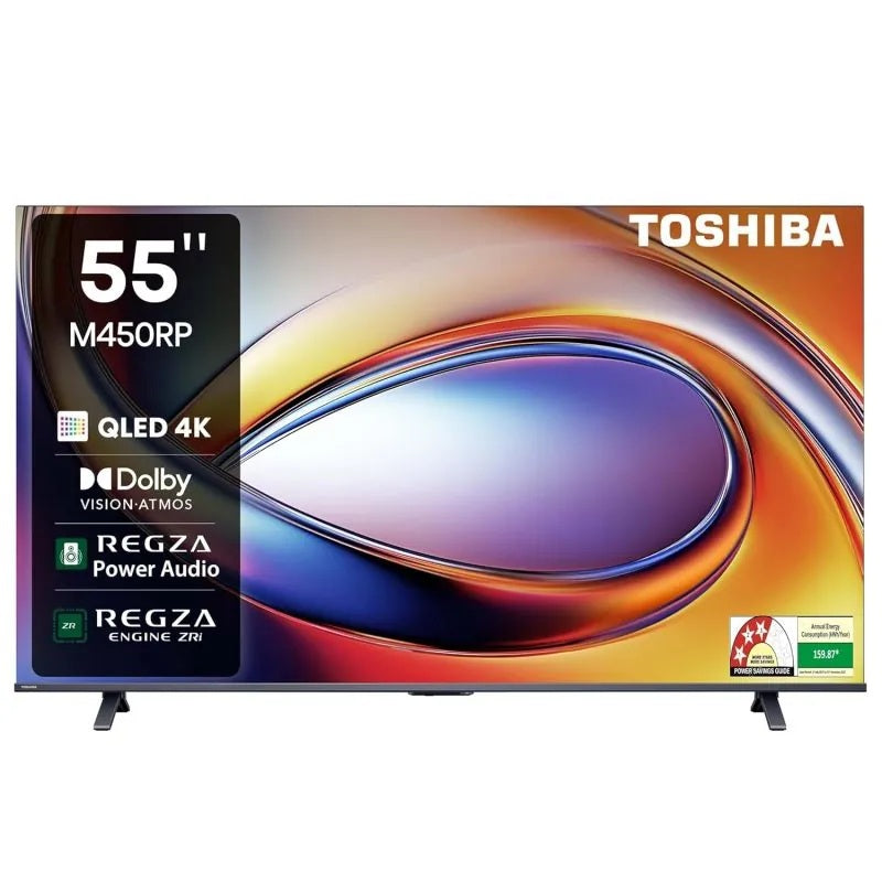 تلفزيون توشيبا سمارت , 55بوصه , QLED , دقة 4K UHD , بريسيفر داخلي ,55M450RP - اسود