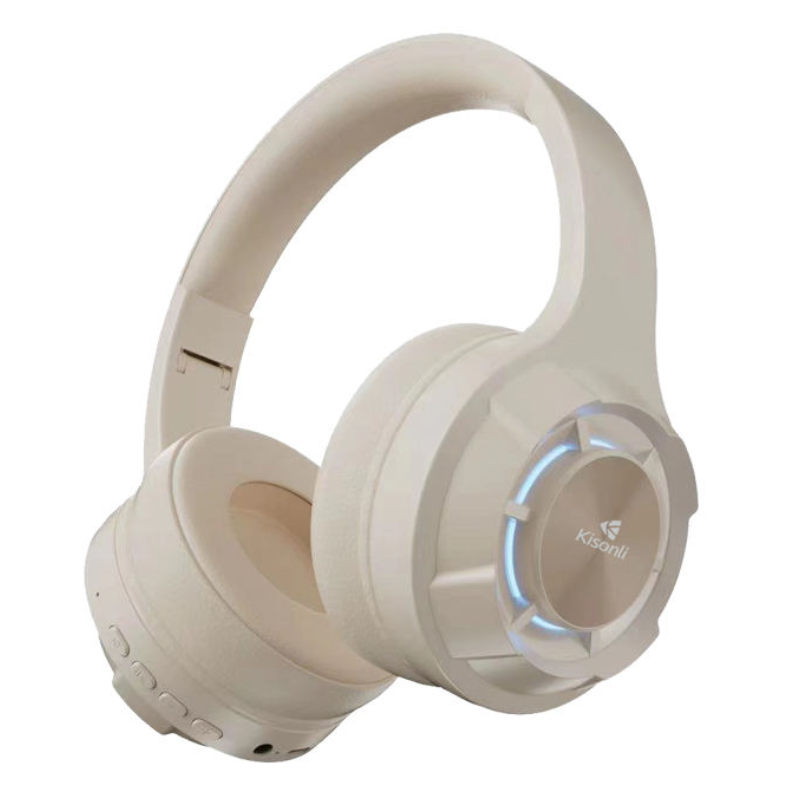 Kisonli A2 Bluetooth Gaming Headset RGB Lighting - Beige 