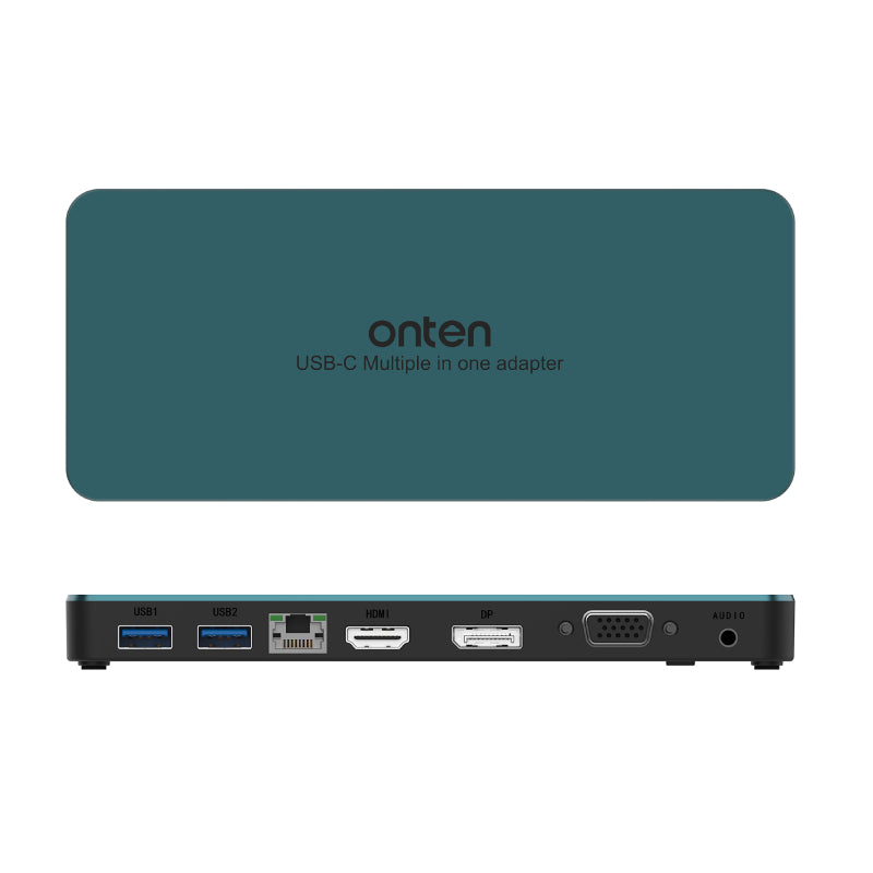 Onten OTN-9188S 9-in-1 Type-C Multi-function Dock Station - Green 