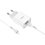 Hoco C81A Asombroso Single Port Charger, Set With USB-A To Lightning Cable - White