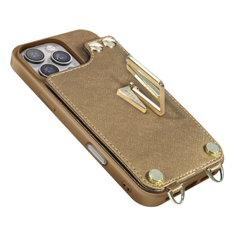 Levelo Serena Leather Case For iPhone 16 Pro Max - Gold