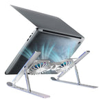 JIECHUN Portable Aluminum Laptop Stand With Cooling Fan - Silver 