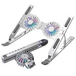 JIECHUN Portable Aluminum Laptop Stand With Cooling Fan - Silver 