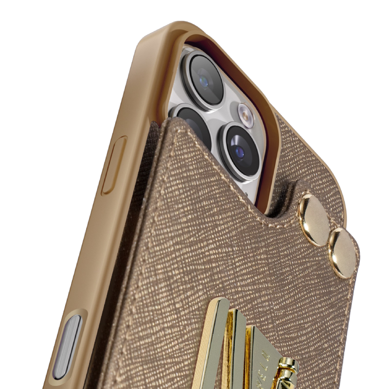 Levelo Serena Leather Case For iPhone 16 Pro Max - Gold
