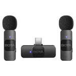 Boya Type-C 2.4GHz Dual Channel Wireless Microphone System, BY-V20 - Black