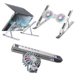 JIECHUN Portable Aluminum Laptop Stand With Cooling Fan - Silver 