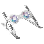 JIECHUN Portable Aluminum Laptop Stand With Cooling Fan - Silver 