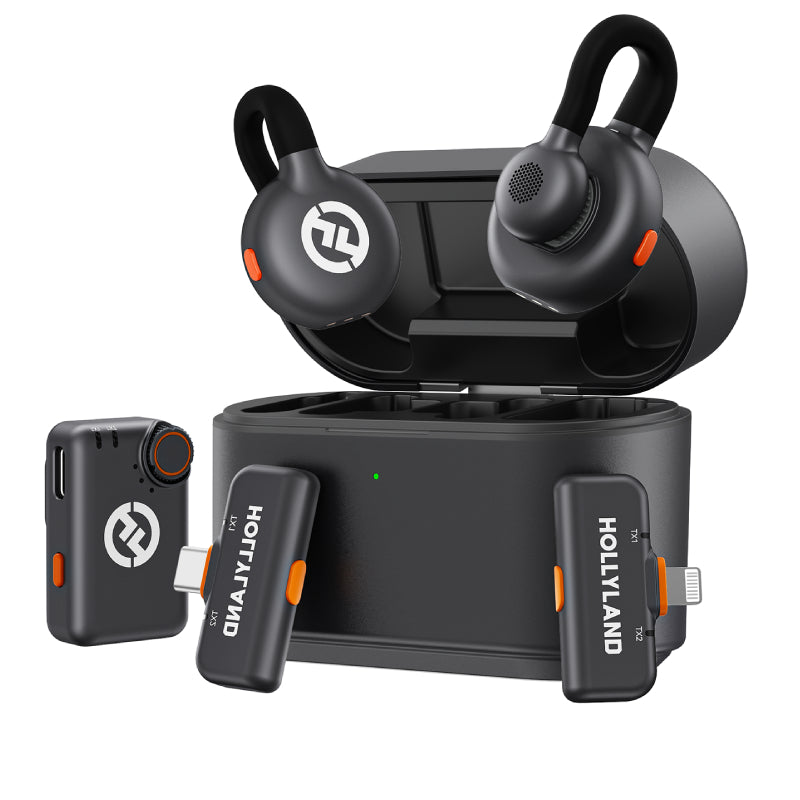 Hollyland Lark M2S Ultimate Combo (Camera RX+USB-C RX+Lightning RX) Wireless Lavalier Microphone - Black 