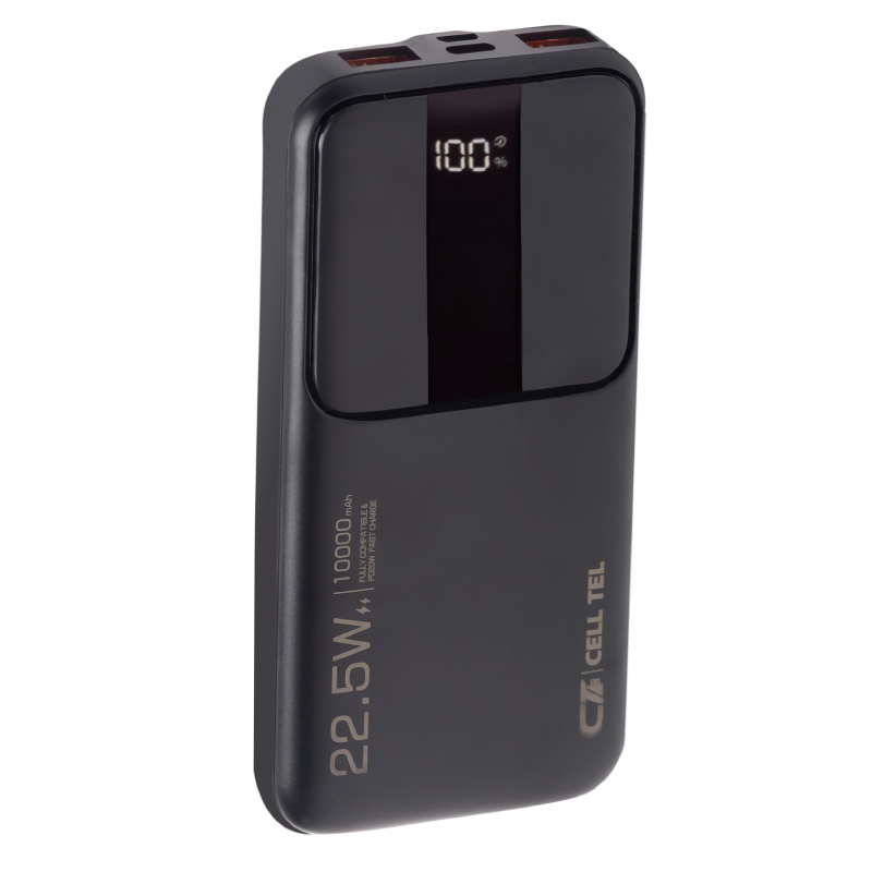 Cell Tel Turbo 60 Fast Power Bank 22.5W USB-TYPE-C -PD-C, 10000mAh - Black