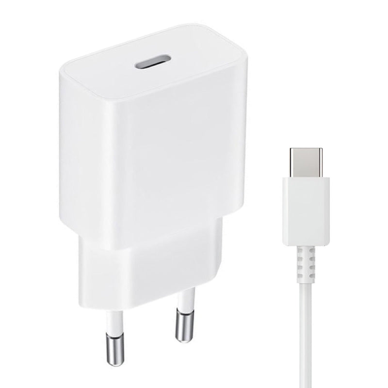 Cell Tel Turbo 2 Wall Charger Type-C + Type-C Cable 3A 25W Fast Charging - White