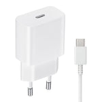 Cell Tel Turbo 2 Wall Charger Type-C + Type-C Cable 3A 25W Fast Charging - White
