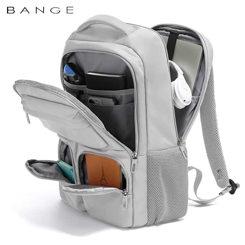 Bange 1807 polyester unisex travel backpacks laptop waterproof - Grey