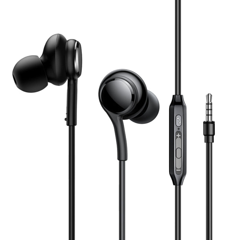 Joyroom Wired Earphone, Built-In Mic, 3.5 mm jack, JR-EW02 - Black 