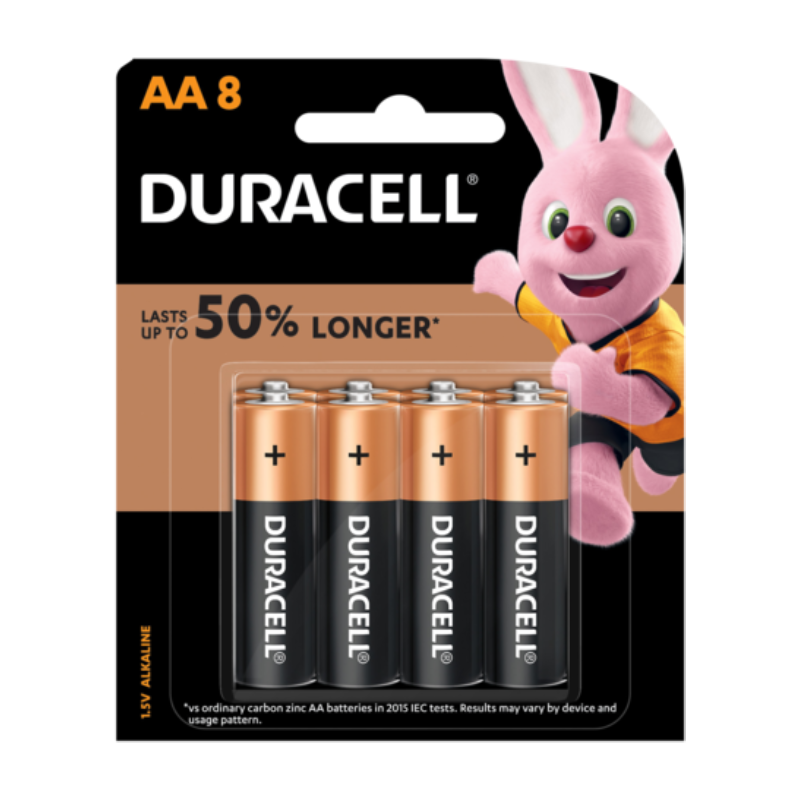 Duracell 8-Piece 1.5V AA Ultra Alkaline Long Lasting High - Black