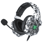 Onikuma K8 Wired Stereo Gaming Headphones With Mic LED Lights - White&Grey