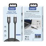 Onten Braided 480Mbps USB-C to USB-C Cable 240W, OTN-CC201 - Black