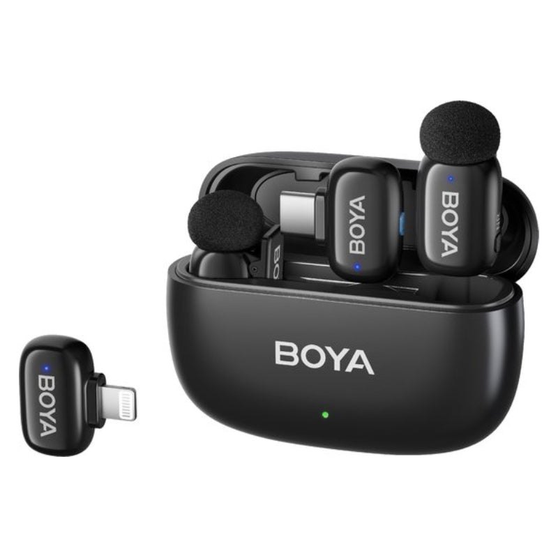 BOYA Mini-13 Dual Ultracompact 2.4GHz Wireless Microphone System - IOS, Type-C - Black